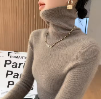 여성용 하이넥 캐시미어 스웨터